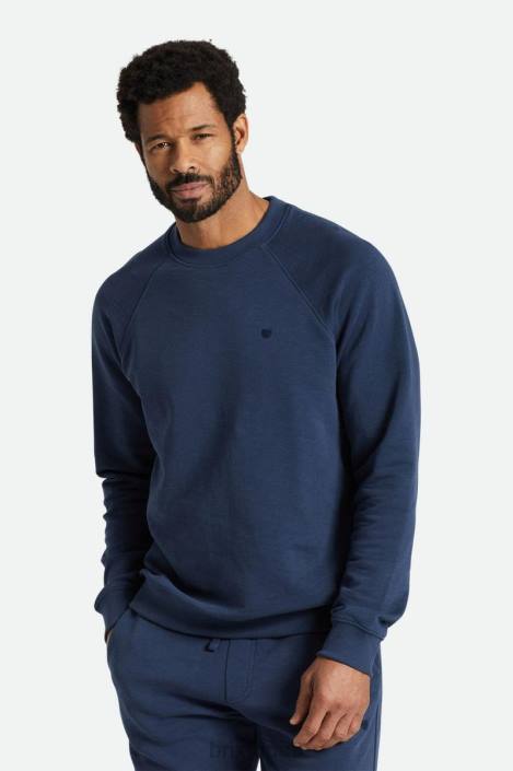 Apparel Washed Navy Brixton 0FDH136 Men Slub French Terry Crew