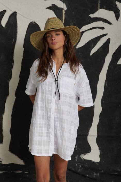 Apparel White Brixton 0FDH421 Women Leon S/S Overshirt Dress